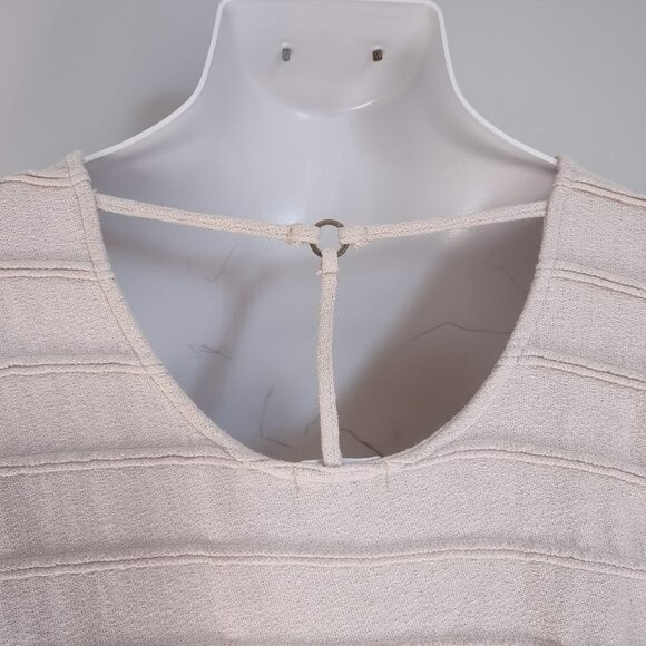 Vernacular Terry Cloth Ribbed Cut Out Back Cream Short Sleeve Top Large - Picture 7 of 10